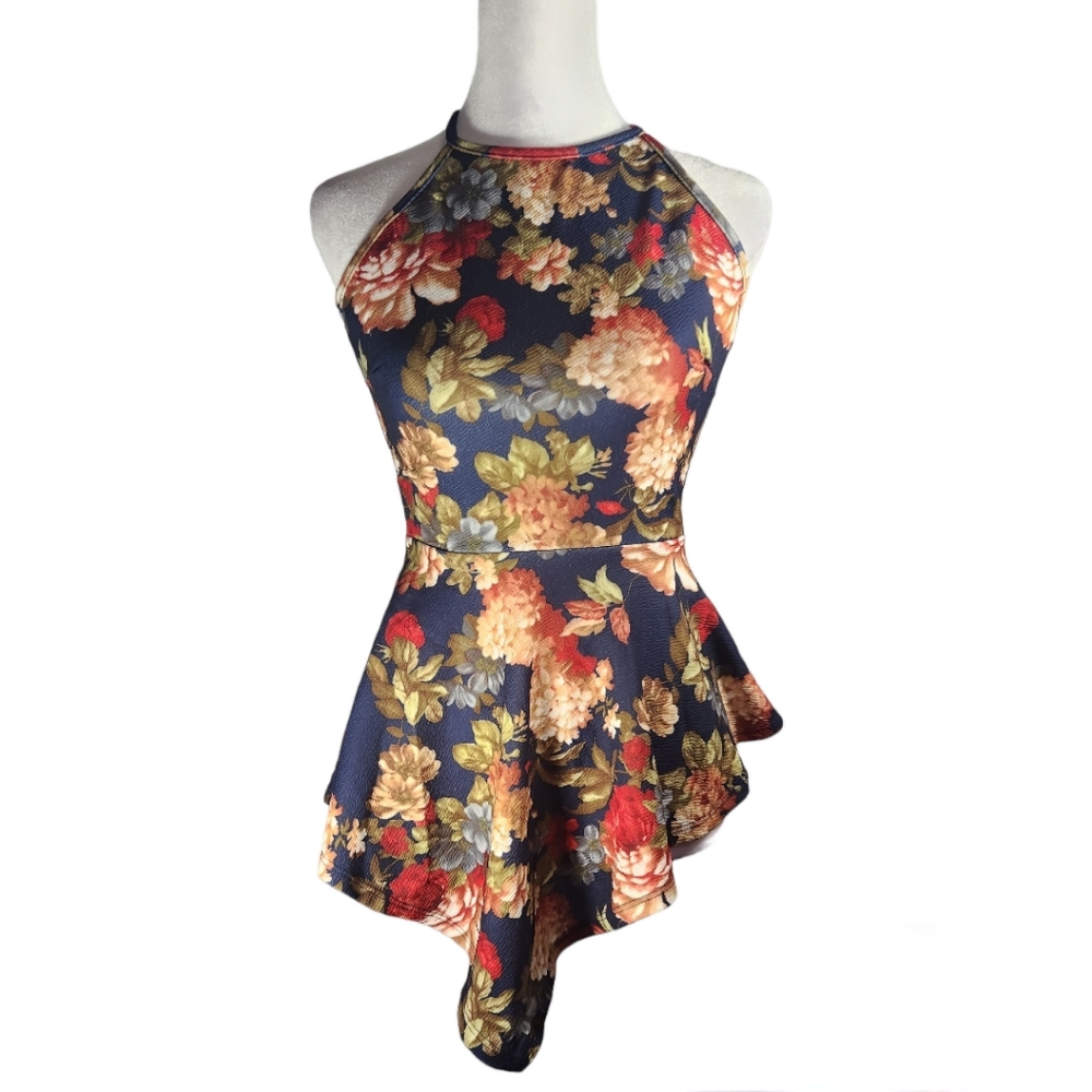 Floral Asymmetrical Fit & Flare Top
